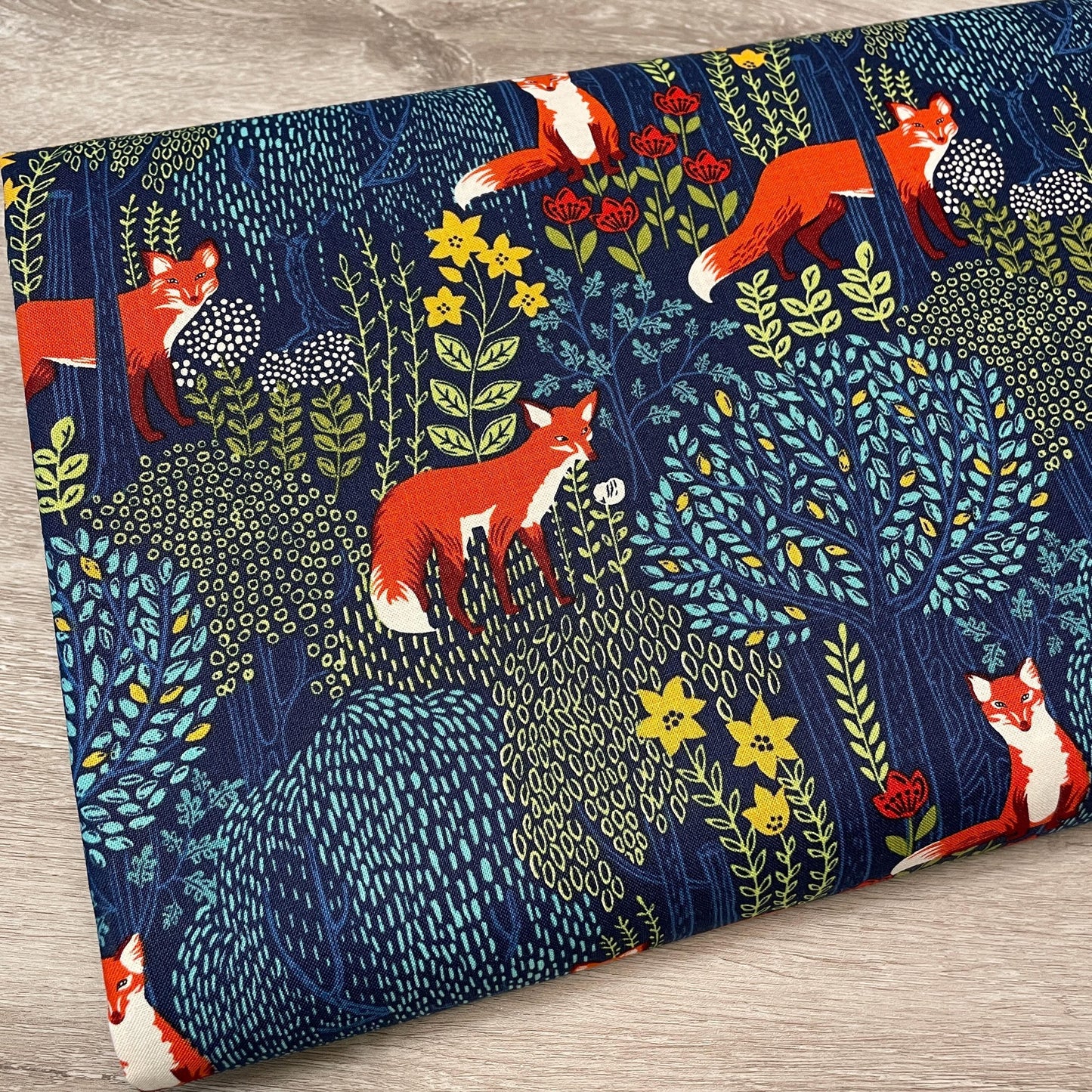 Fox Fabric - Into the Woods BLUE - 100% Cotton - Michael Miller