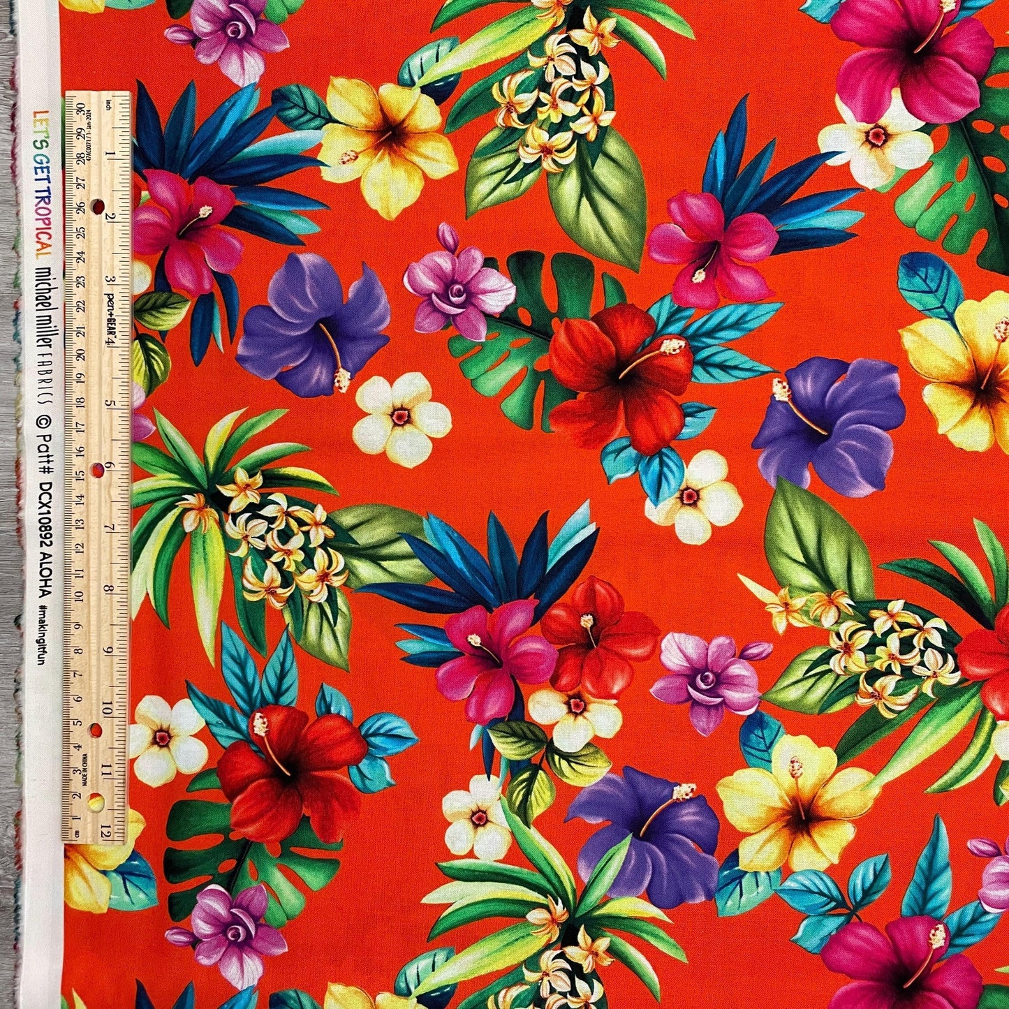 Hawaiian shirt material - Aloha Orange - Let's Get Tropica