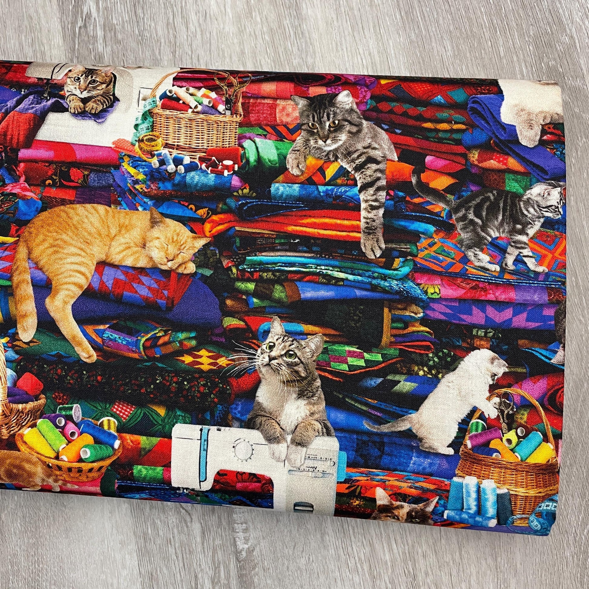 Cats on Quilts Fabric - Timeless Treasures - 100% Cotton - Sewing Room Collection