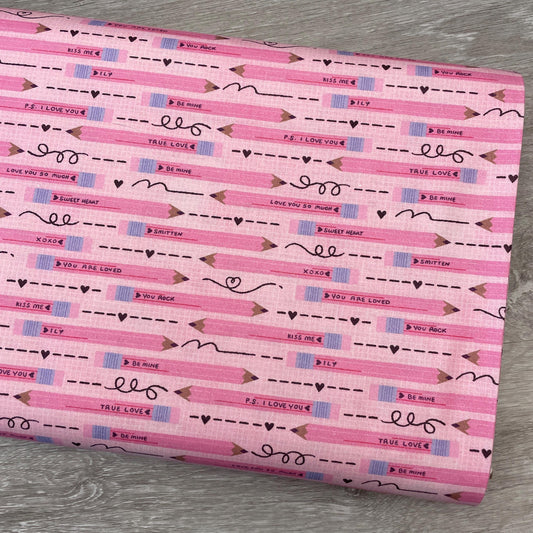 Pencil You in Pink - Valentine's Day Fabric - 100% Cotton - Paintbrush Studio Fabrics