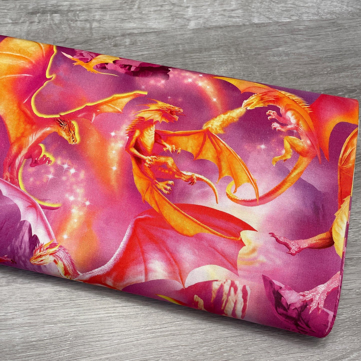 Dragon Fabric - Timeless Treasures - 100% Cotton - Multicolor material Pink Dragons Majesty - LARGE scale