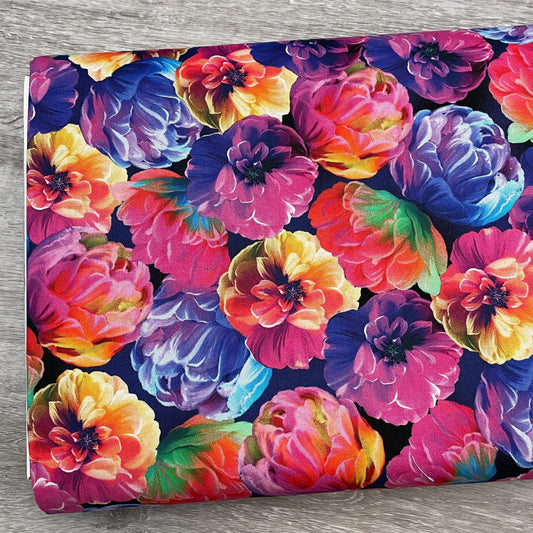 In Full Bloom Multi - Benartex Kanvas Studio - Luminous Blooms - 100% Cotton Fabric