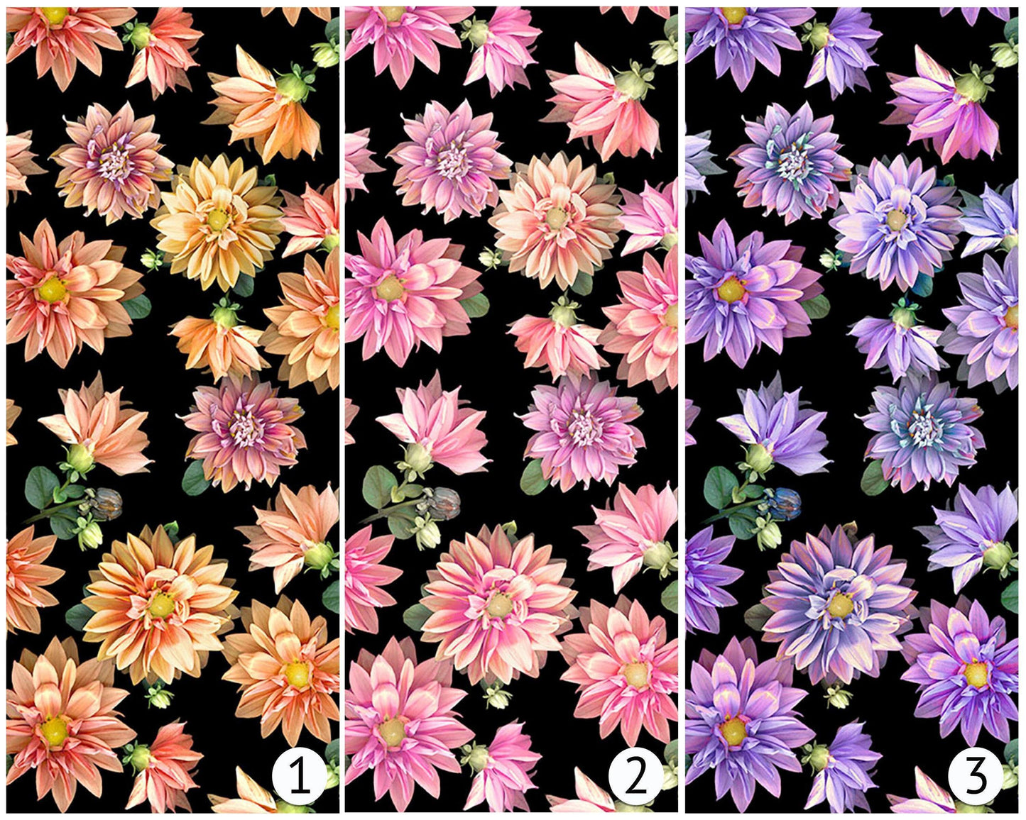 Dahlia Floral Fabric - 100% Cotton - Tina&#39;s Garden Collection for Clothworks - digital flower fabric quilting material - Ships NEXT DAY