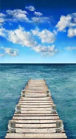 Ocean Fabric Panel 23&quot; x 44&quot; - Scenic Sea Boardwalk - Take Me Away - Timeless Treasures - 100% Cotton fabric - Lake panel - SHIPS NEXT DAY