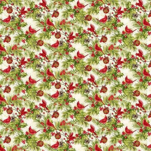 Christmas Fabric - Holly Berry Park - NEW! - 100% cotton - Studio E - Christmas cardinal material Winter Holiday Theme - Ships NEXT DAY