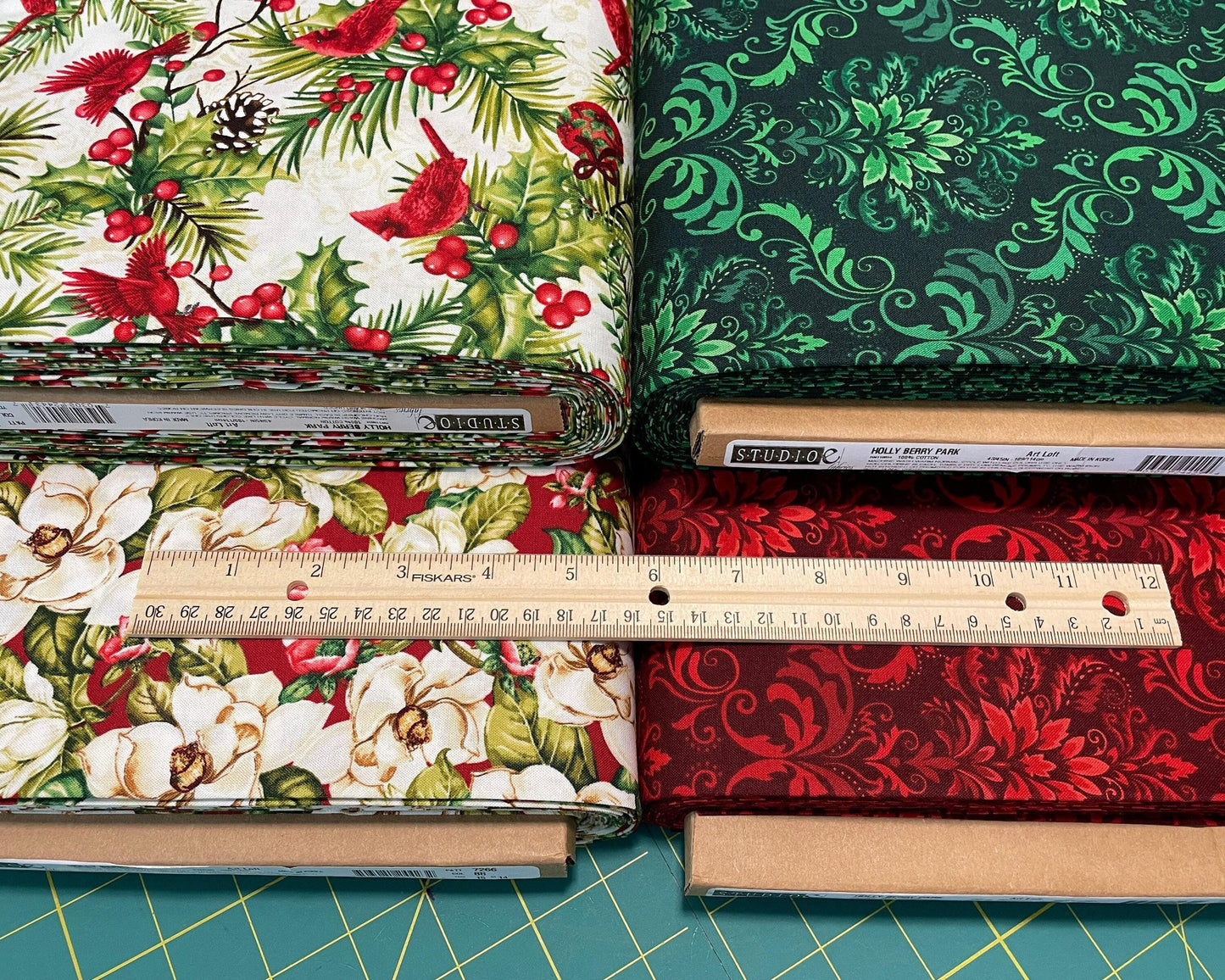 Christmas Fabric - Holly Berry Park - NEW! - 100% cotton - Studio E - Christmas cardinal material Winter Holiday Theme - Ships NEXT DAY