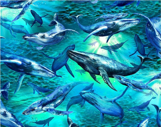 Whale fabric - Oasis - 100% Cotton - The Deep 59-7821