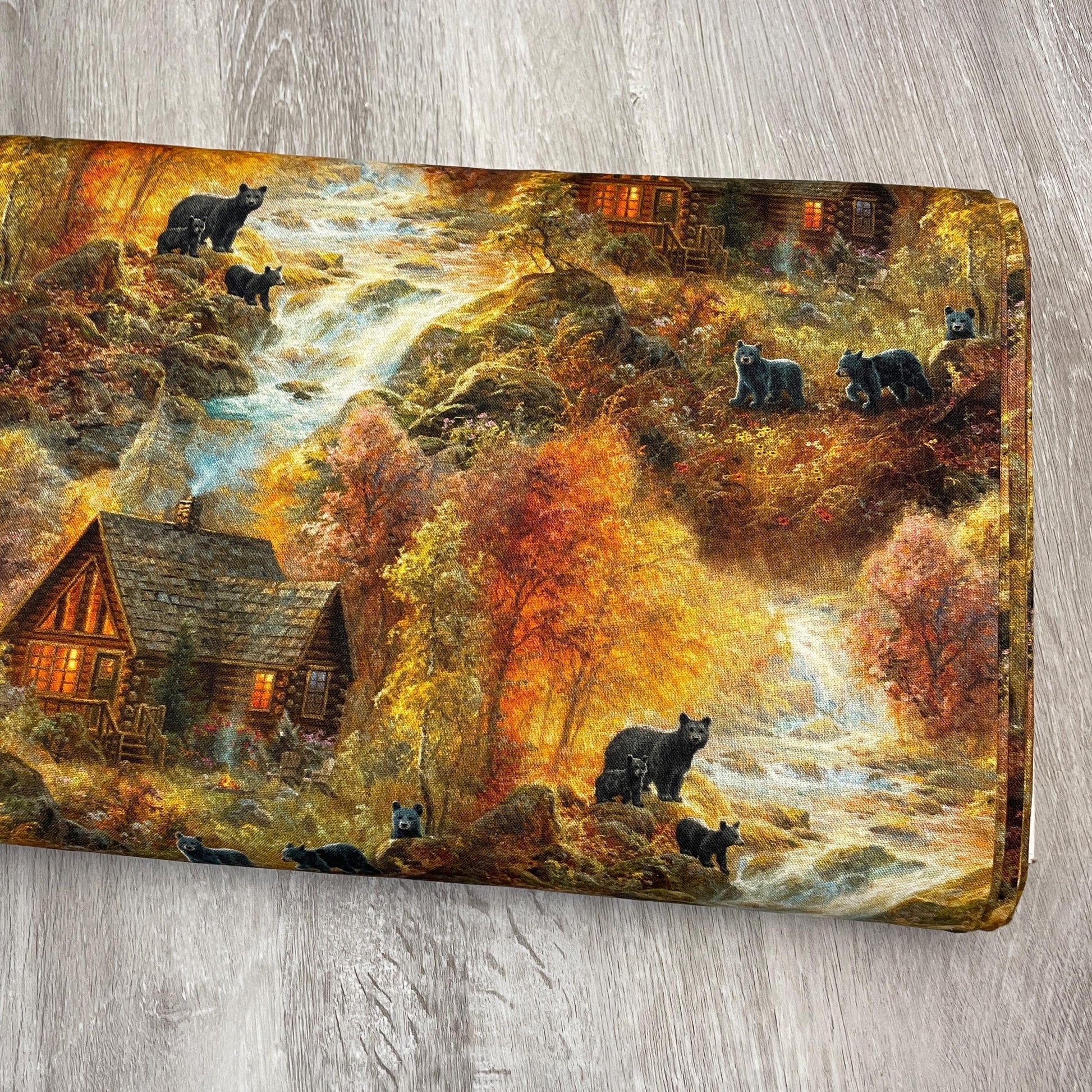 Bear Fabric - Cabin in the Woods 22199-MLT - 3 Wishes - 100% Cotton Fabric - Whitetail Country - Bear Deer Fox Bird Eagle