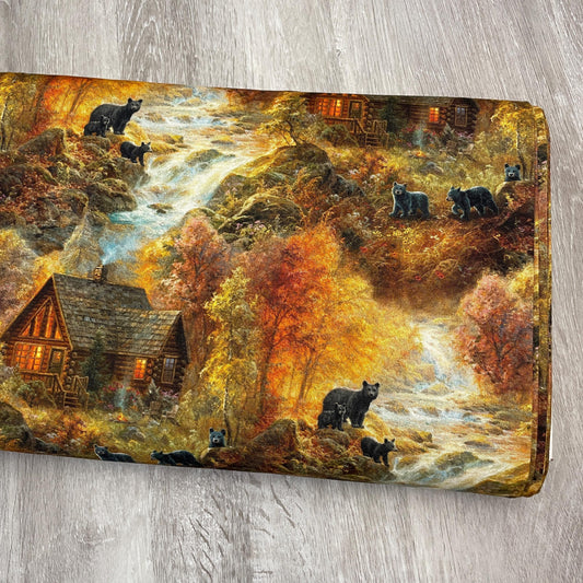 Bear Fabric - Cabin in the Woods 22199-MLT - 3 Wishes - 100% Cotton Fabric - Whitetail Country - Bear Deer Fox Bird Eagle