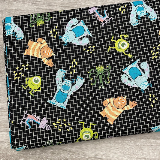 Monsters Inc Movie Fabric - Grid