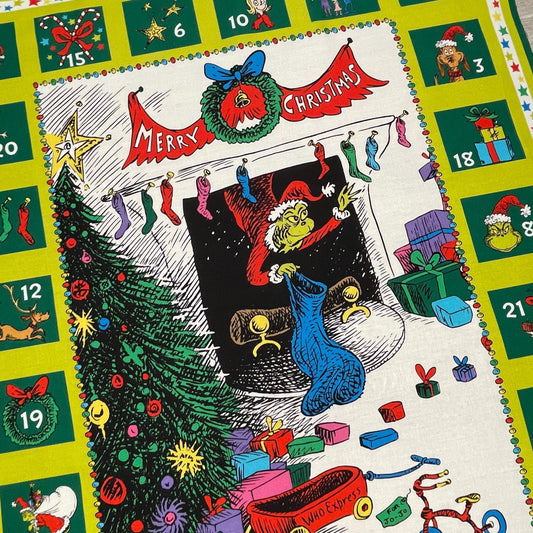 Grinch Advent Calendar Fabric Panel - 24" x 44" - Robert Kaufman - How the Grinch Stole Christmas - Grinchmas Countdown - ADED-22565-223