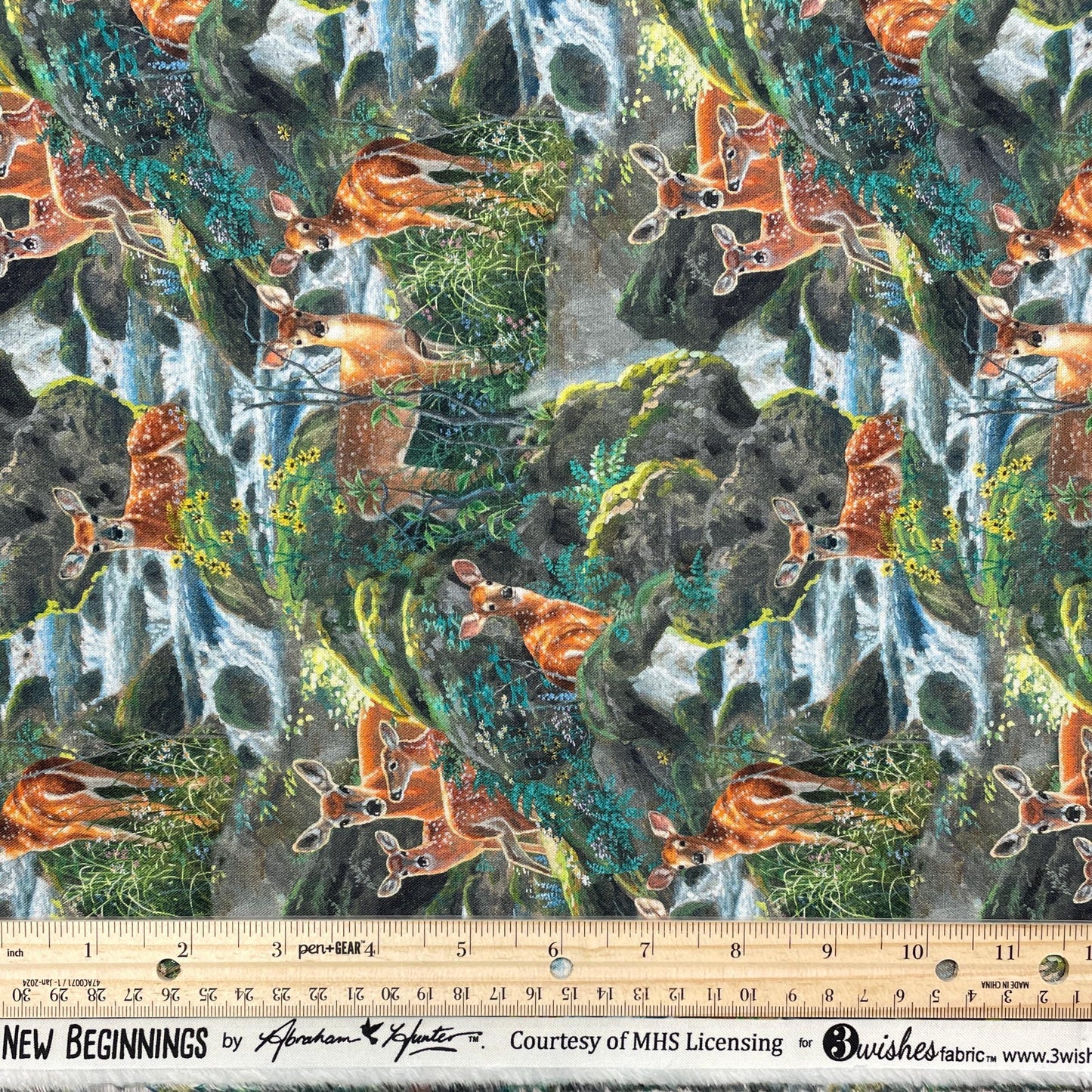 Deer fabric - Spotted Deer 21493 Multi - 3 Wishes - 100% Cotton Fabric