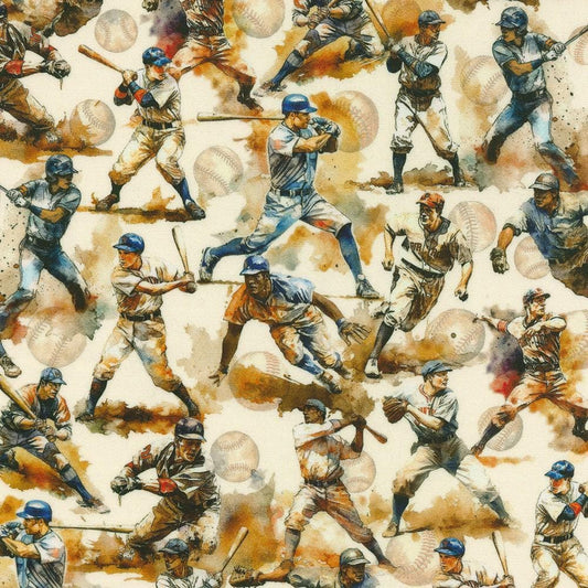 Baseball fabric - 100% Cotton - Robert Kaufman - Game Day Vintage - Players