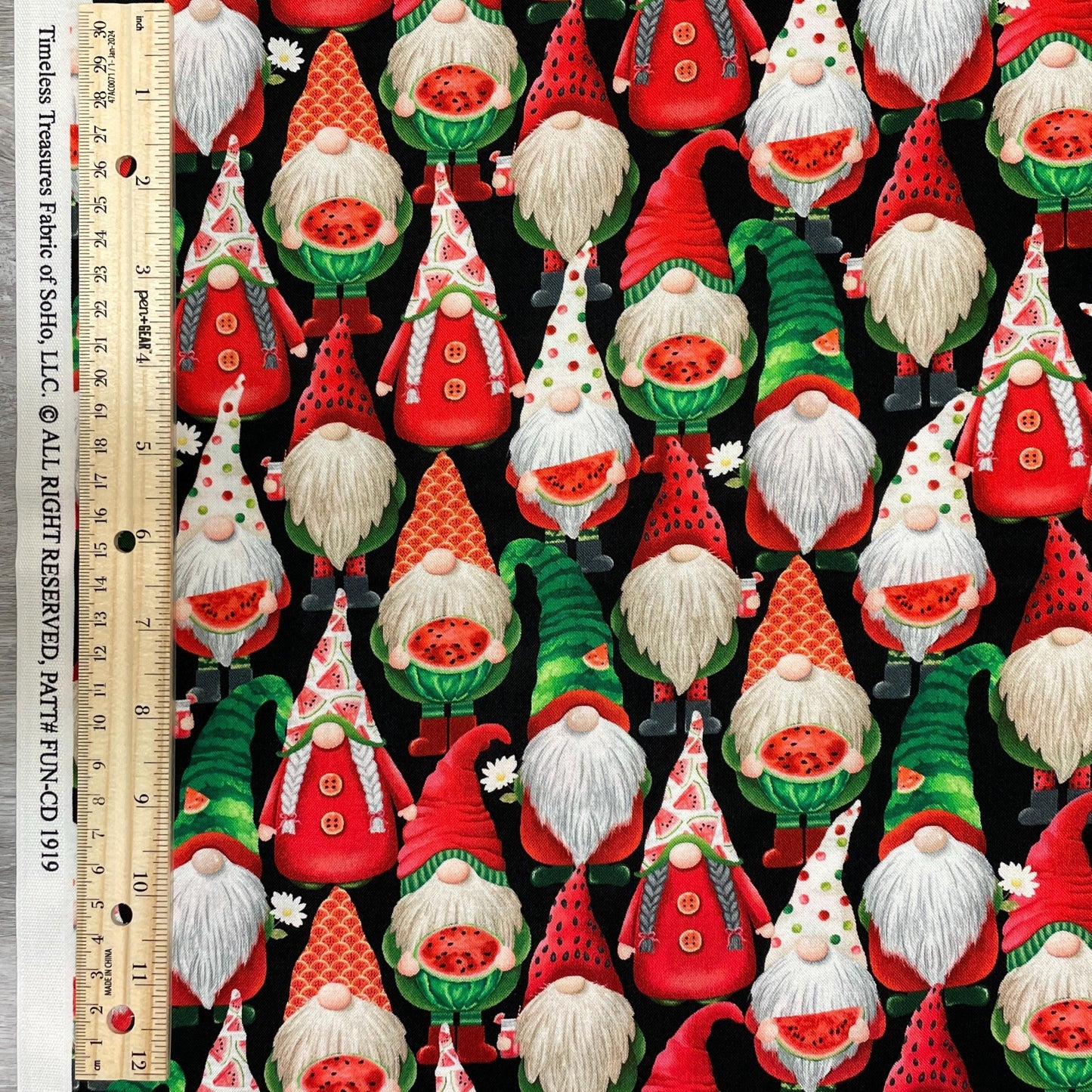 Watermelon Gnome Fabric - Life's a picnic