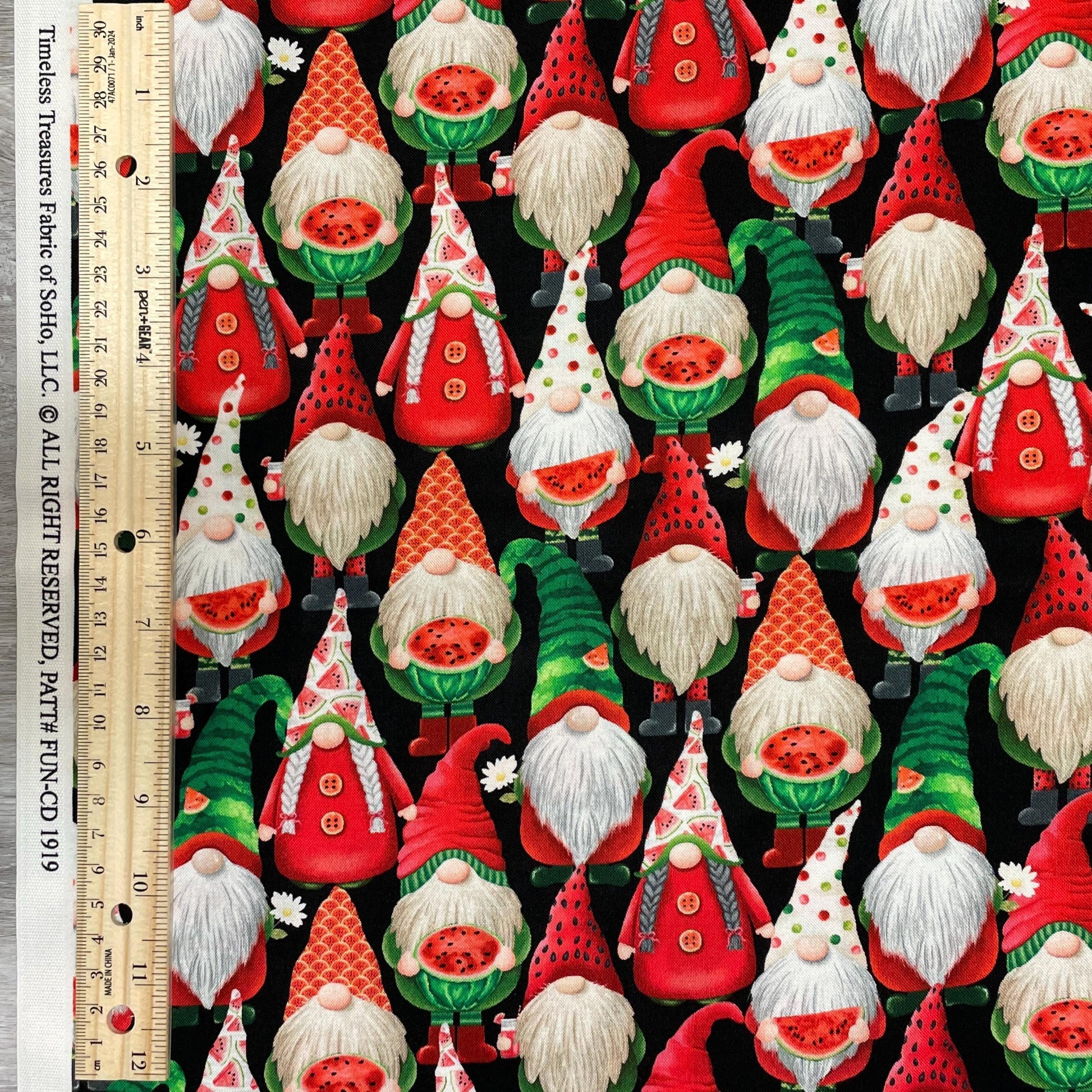 Watermelon Gnome Fabric - Life's a picnic