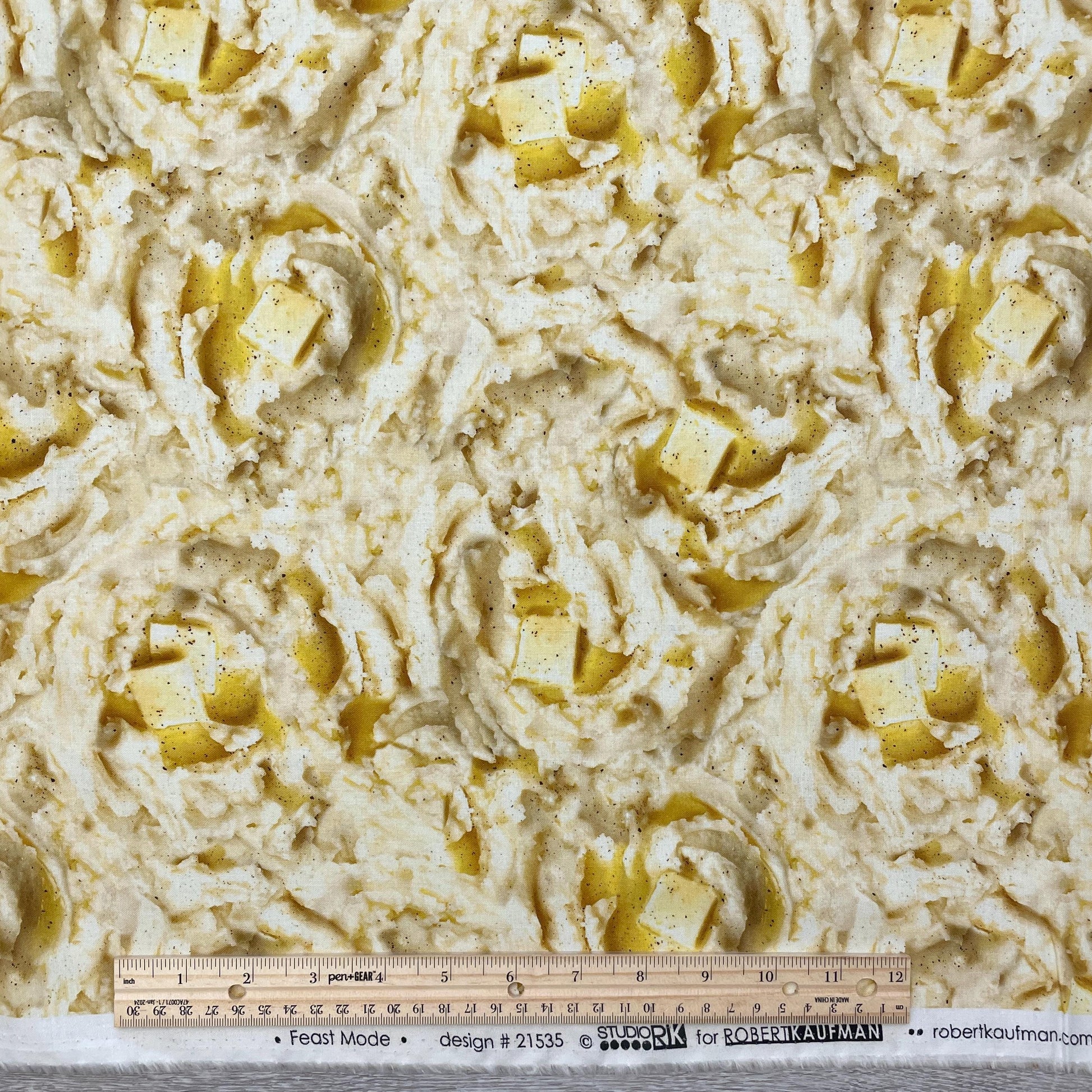 Mashed Potatoes Fabric - Feast Mode Collection - Robert Kaufman - 100% Cotton - Food Fabric