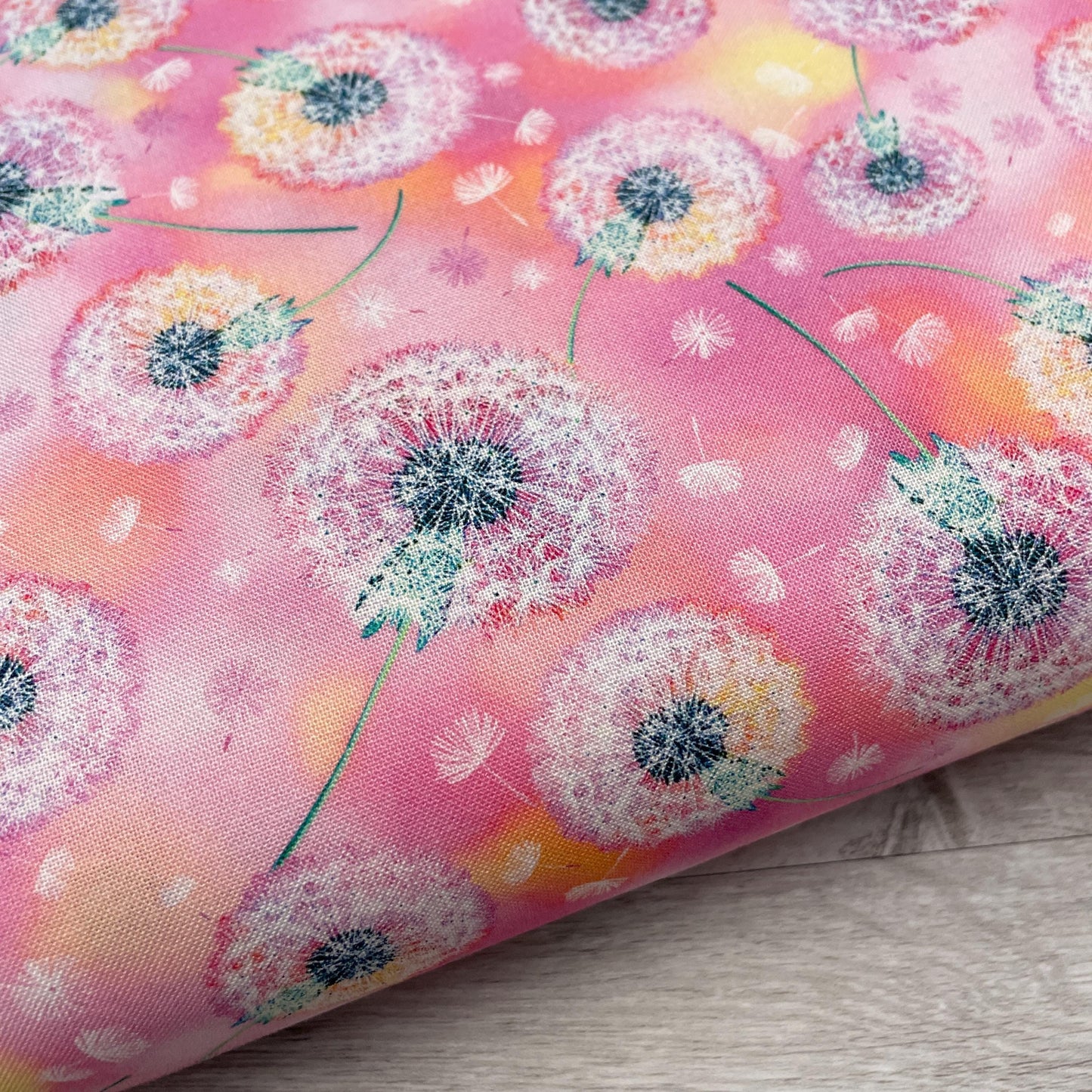 Dandelion Fabric - Pink - 100% Cotton - Timeless Treasures - Fanciful Fronds Collection