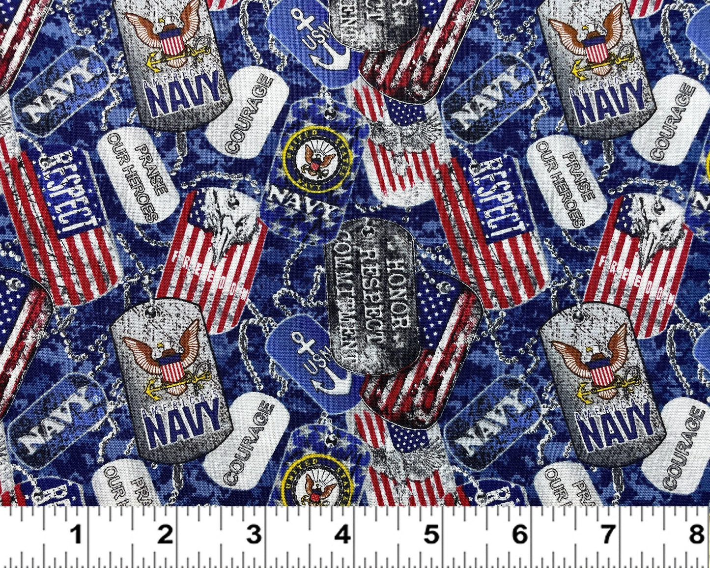 New! US Navy fabric - U.S. Military - by Sykel - 100% Cotton Fabric - Ships Next Day