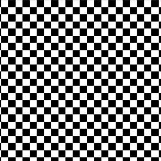 Checkerboard fabric - 1/4" check - 100% cotton - race car checkered flag -Oasis - black and white check