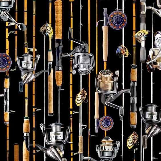 Fishing Rod Fabric - Michael Miller - Girls Gone Fishing - Keeping it Reel