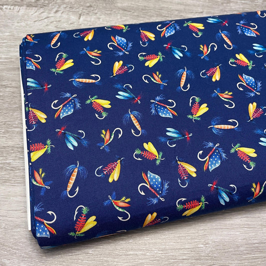Fishing Lure Fabric - Benartex - 100% Cotton - Lake Life