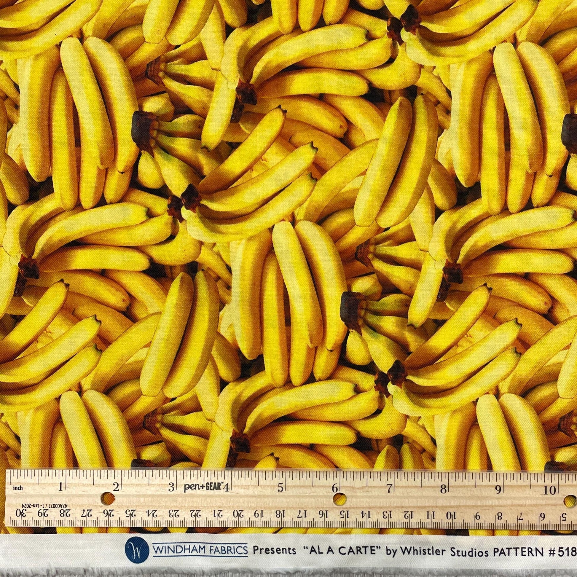Banana Fabric - 100% Cotton - Whistler Studios - A La Carte Call Me - Fruit Monkey Food