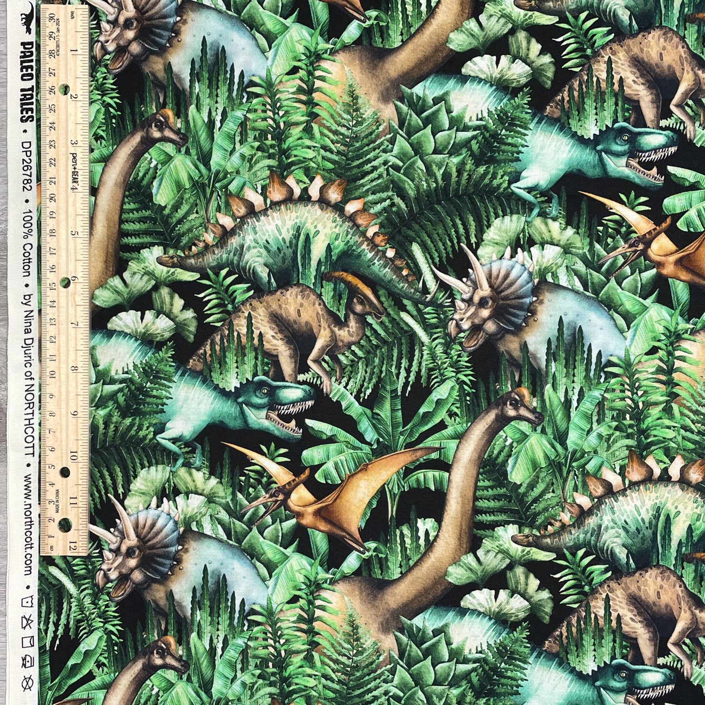 Dino Jungle - Northcott - 100% Cotton - Paleo Tales