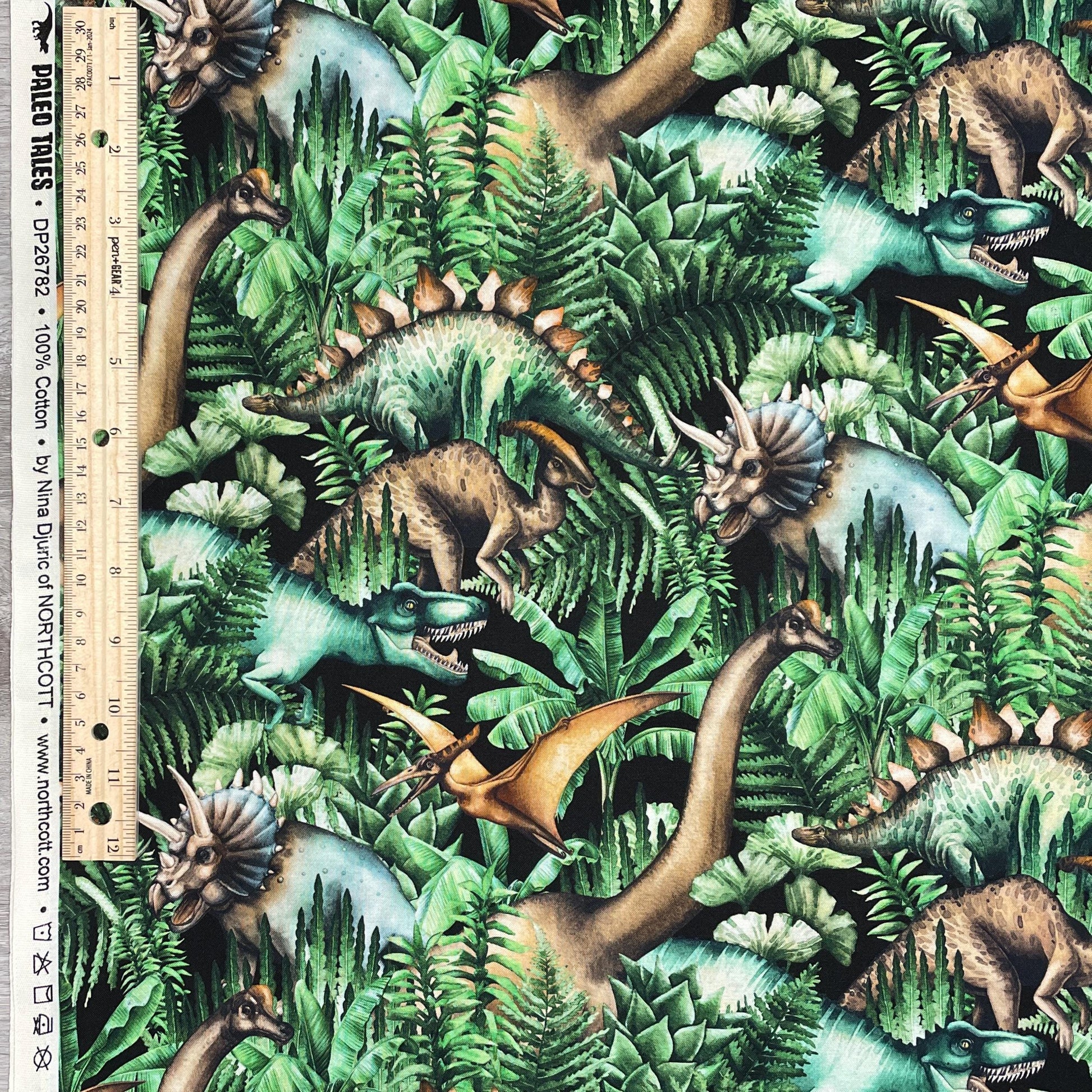 Dino Jungle - Northcott - 100% Cotton - Paleo Tales