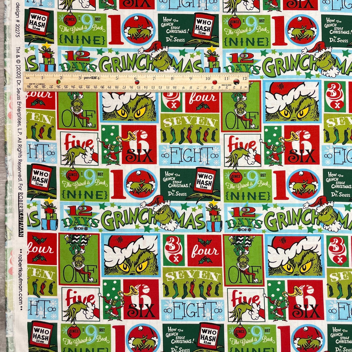 Grinch Fabric - Patch Holiday Dr. Seuss - Robert Kaufman - How the Grinch Stole Christmas - 100% cotton