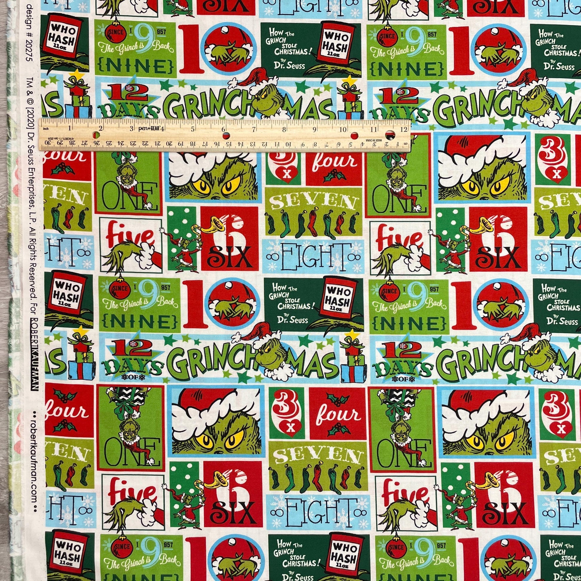Grinch Fabric - Patch Holiday Dr. Seuss - Robert Kaufman - How the Grinch Stole Christmas - 100% cotton