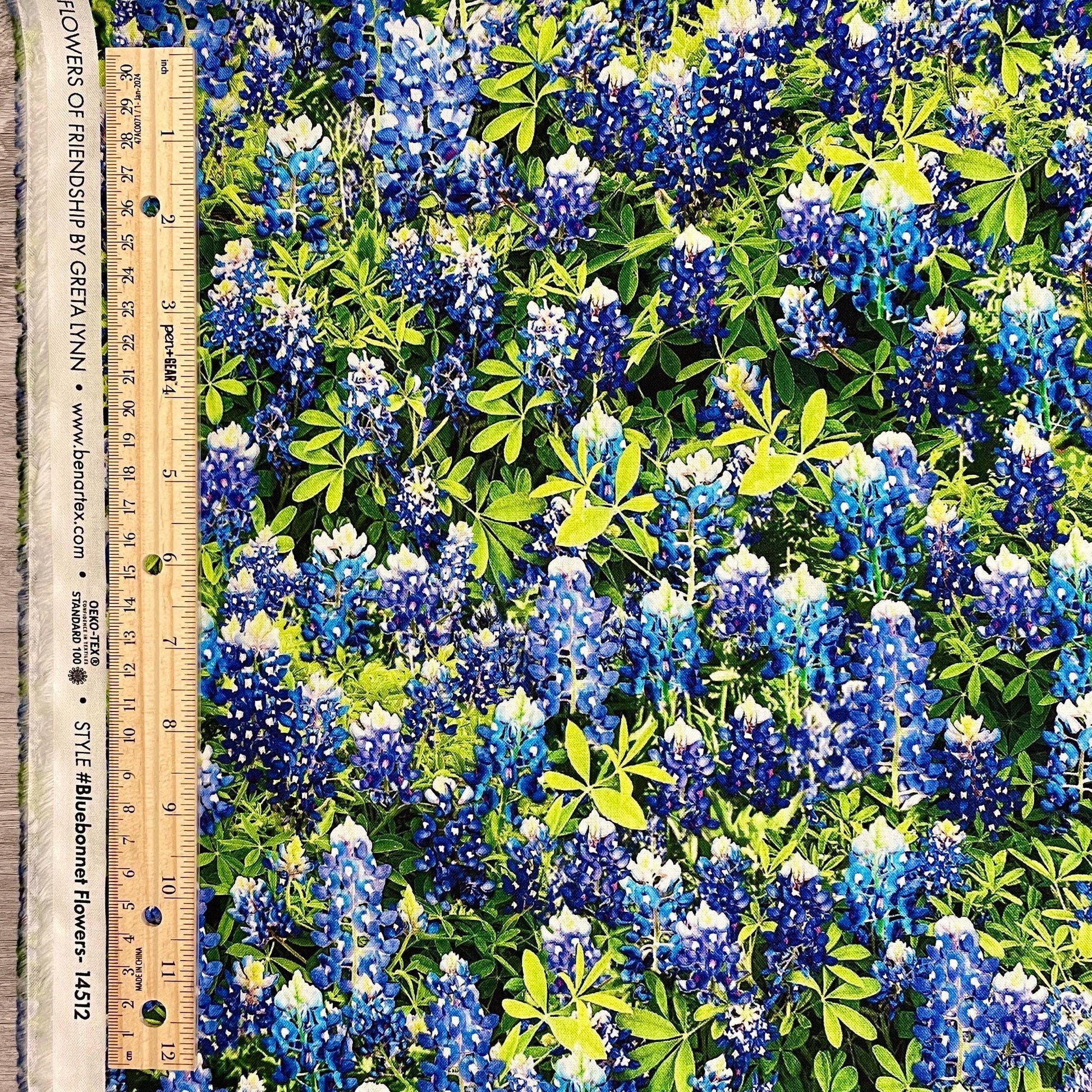 Bluebonnet Flowers - Benartex - 100% Cotton Fabric - Texas Flowers of Friendship