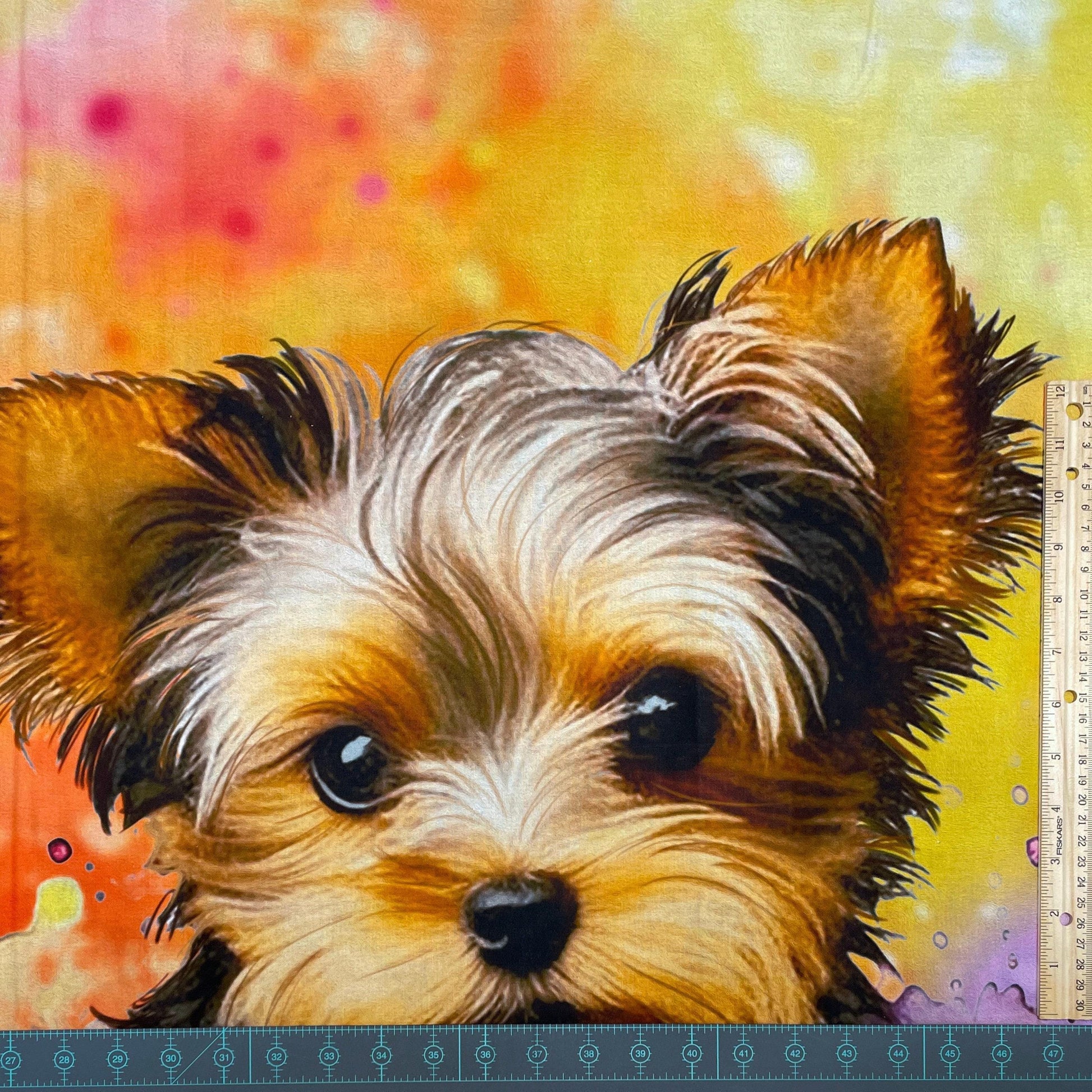 Yorkie Fabric Panel 35.5" x 44" - 100% Cotton