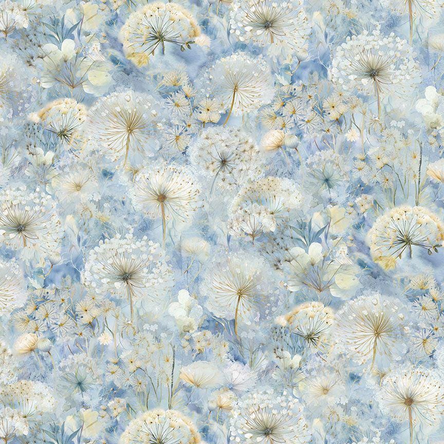 Dandelion Fabric - Butterflies on Floral - Timeless Treasures - 100% Cotton - Forest Whisper - CD3684
