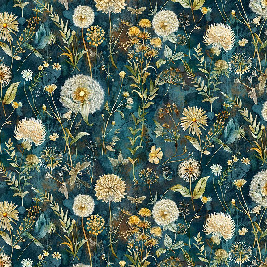 Midnight Wild Floral Fabric - Timeless Treasures - 100% Cotton - Forest Whisper - CD3683