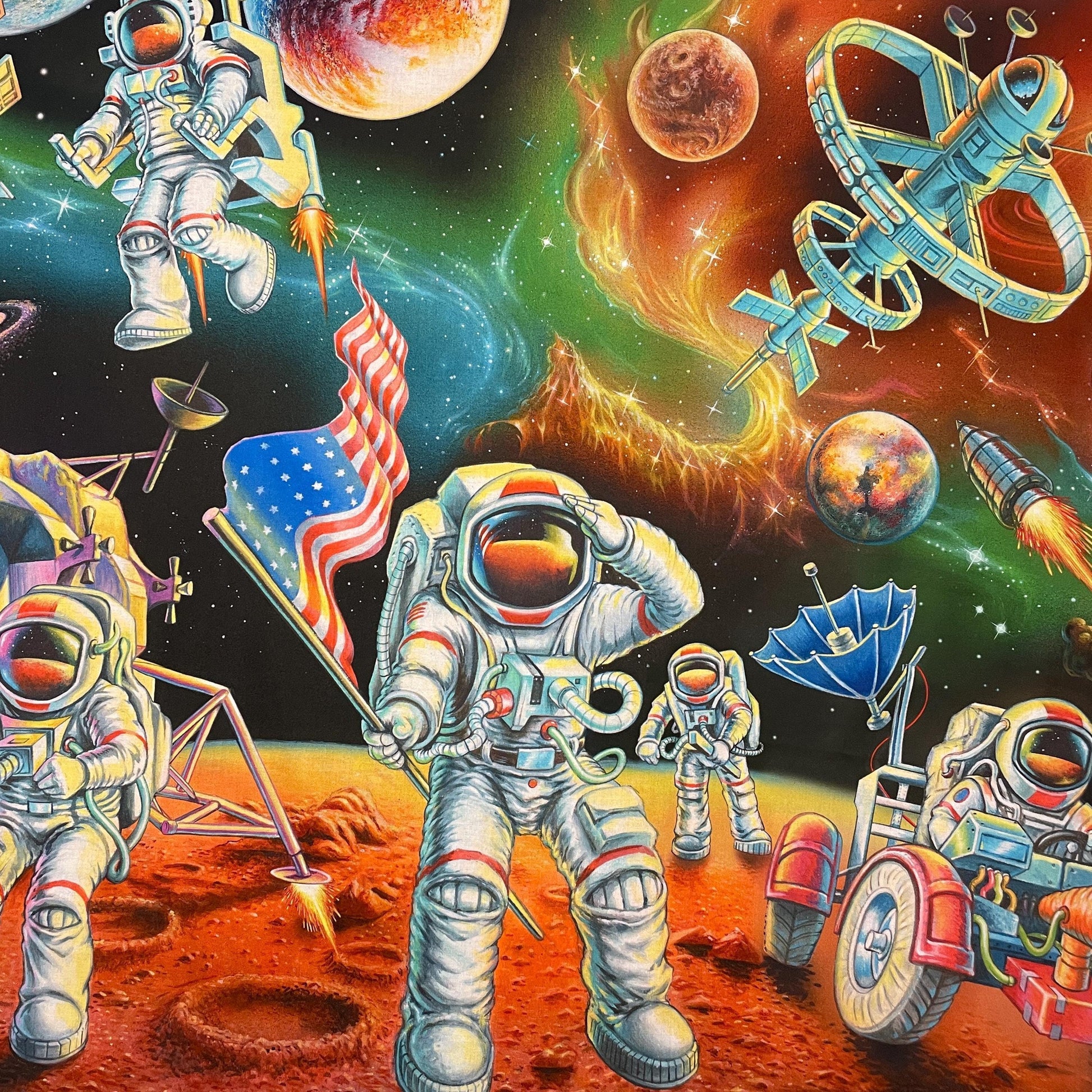 Astronaut Fabric Panel - 36" x 44" Moonwalkers - Final Frontier - Michael Miller - 100% Cotton