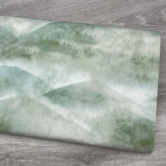 Mountain Range fabric - Sea Salt Collection - Hoffman - 100% Cotton - Misty Mountain Range Moss MRD35-98