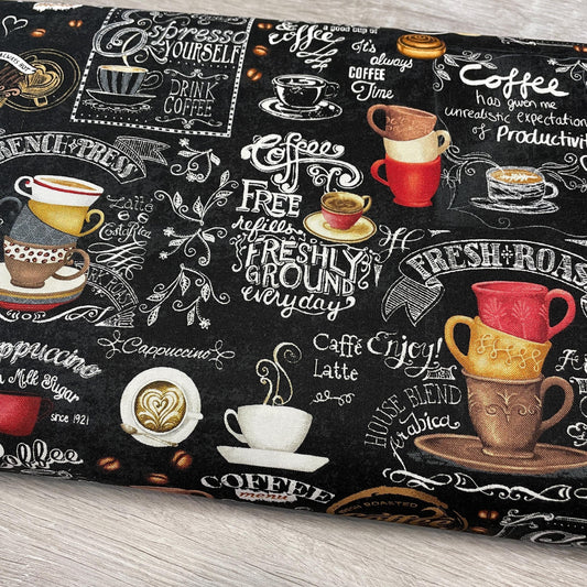 Coffee Chalkboard Fabric - Timeless Treasures - 100% Cotton - Just Brew It