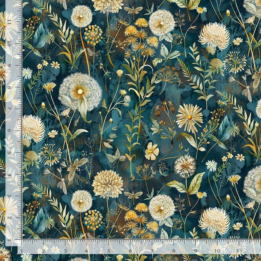 Midnight Wild Floral Fabric - Timeless Treasures - 100% Cotton - Forest Whisper - CD3683