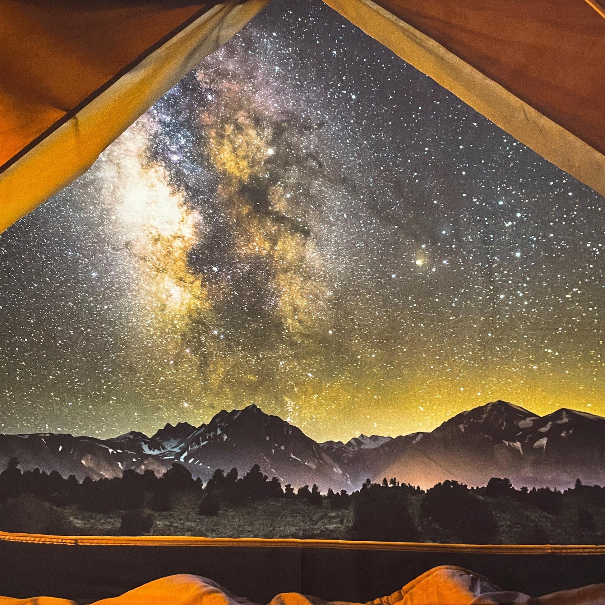 Camping Fabric Panel 42 5/8" x 29 1/4" - 100% Cotton - Hoffman - Sleeping Under the Stars - Star Landscape