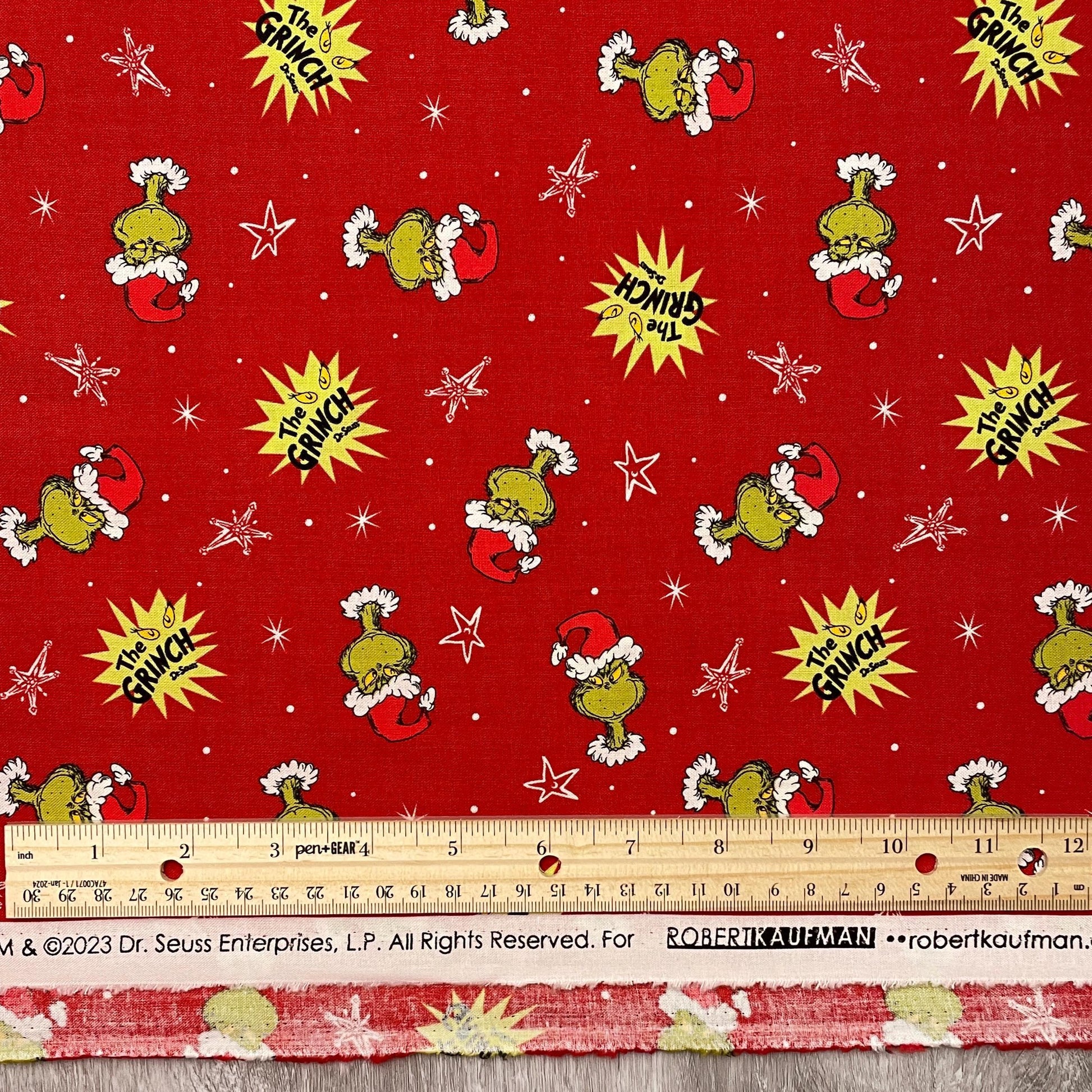 Grinch Fabric - Red Grinch Head Toss - How the Grinch Stole Christmas - 100% cotton