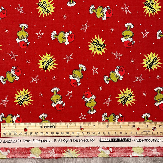 Grinch Fabric - Red Grinch Head Toss - How the Grinch Stole Christmas - 100% cotton