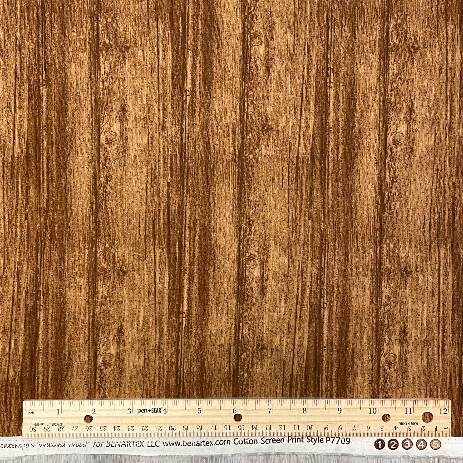 Washed Wood Fabric - Nutmeg Brown - 100% Cotton - Benartex Contempo Studio