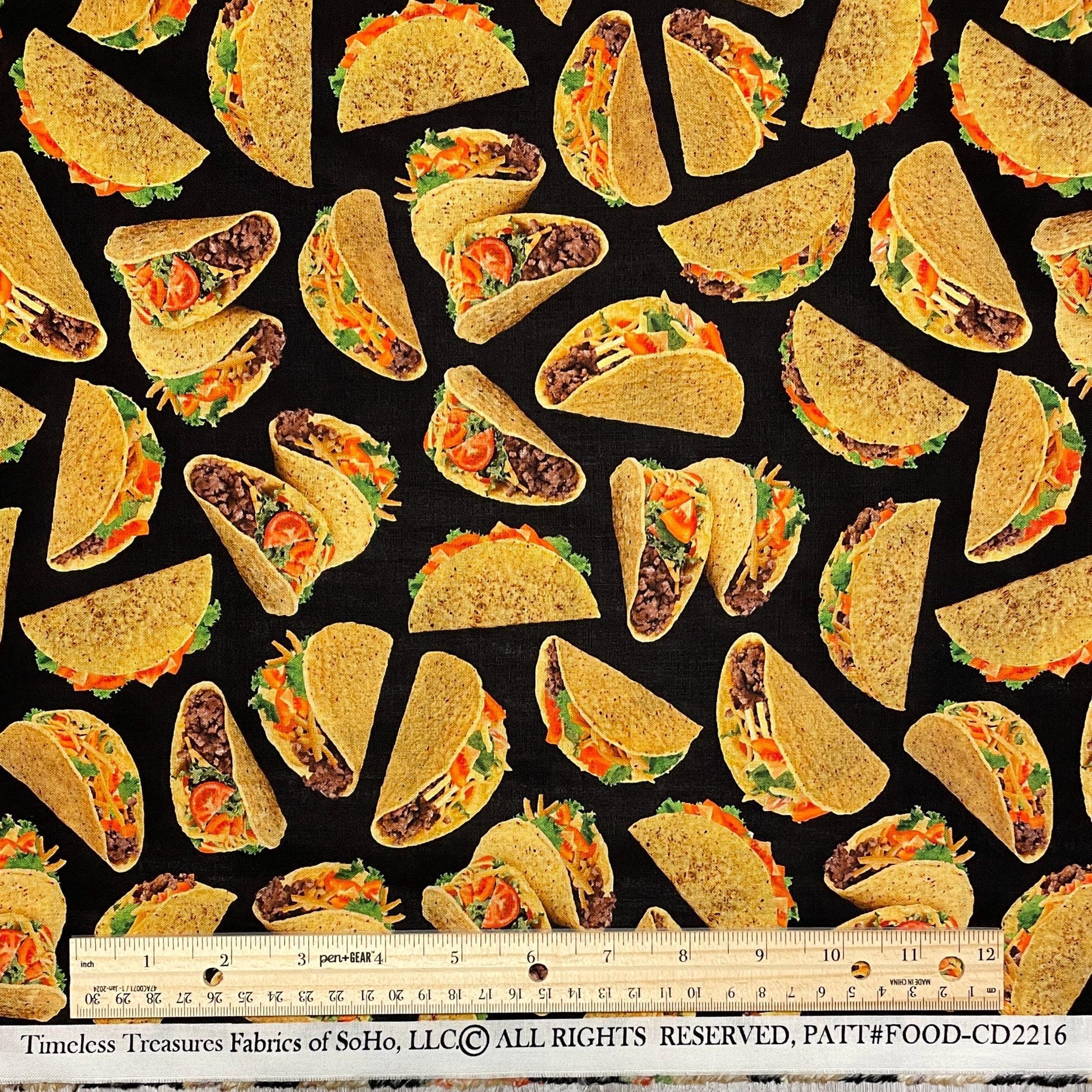 Taco fabric - Hard Shelled Tacos by Timeless Treasures - 100% Cotton Fabric