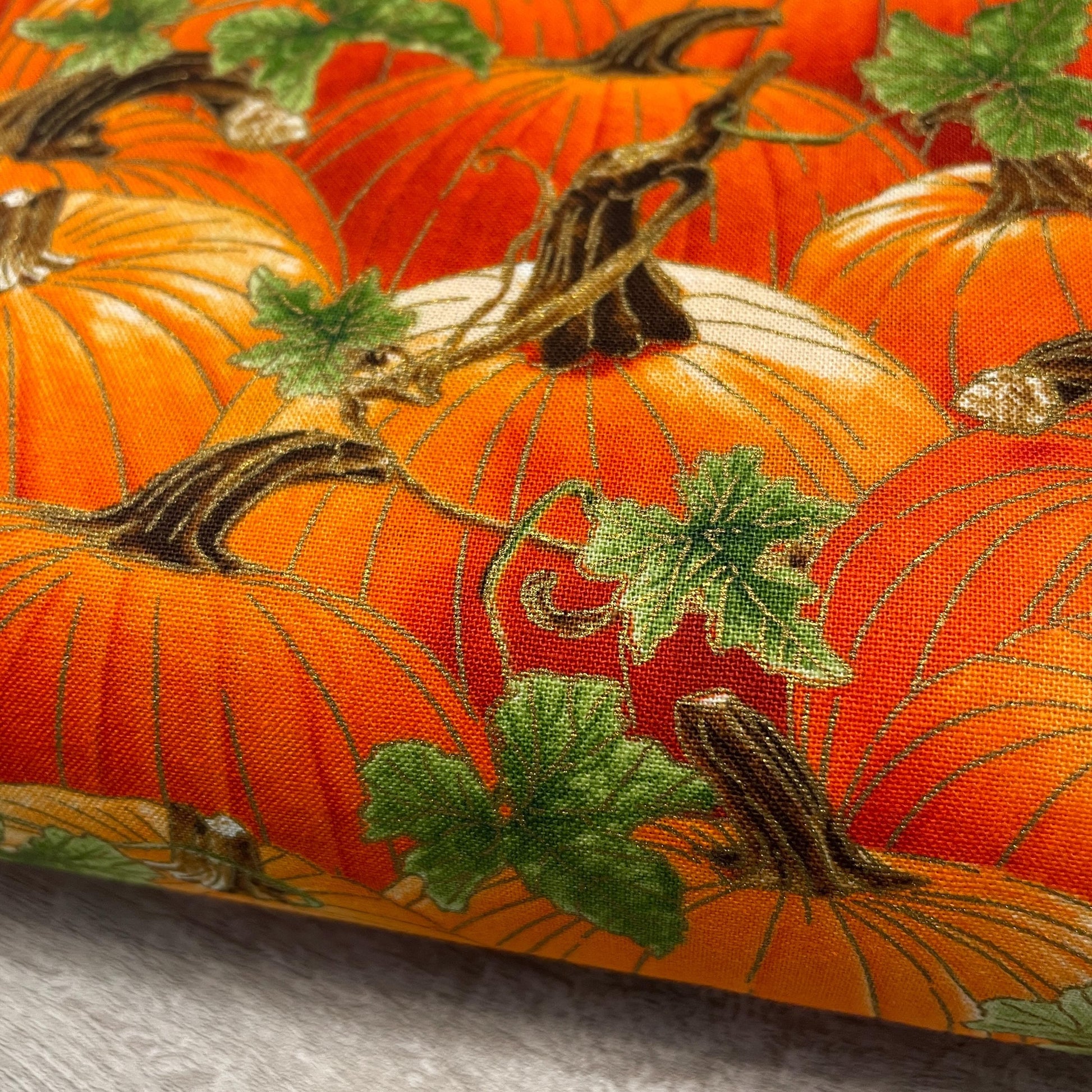 Harvest Pumpkin Fabric - Metallic Accents - Harvest Festival