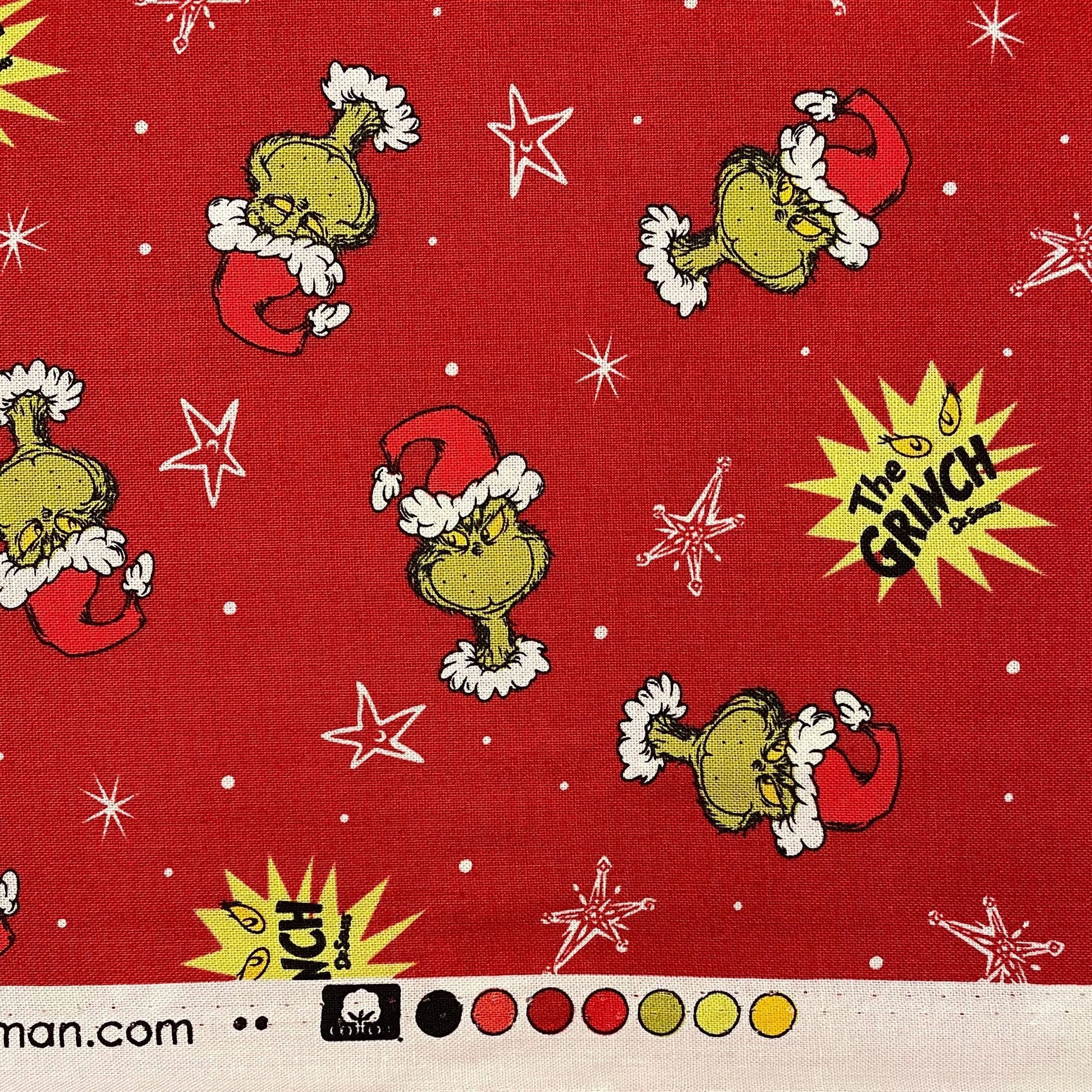 Grinch Fabric - Red Grinch Head Toss - How the Grinch Stole Christmas - 100% cotton