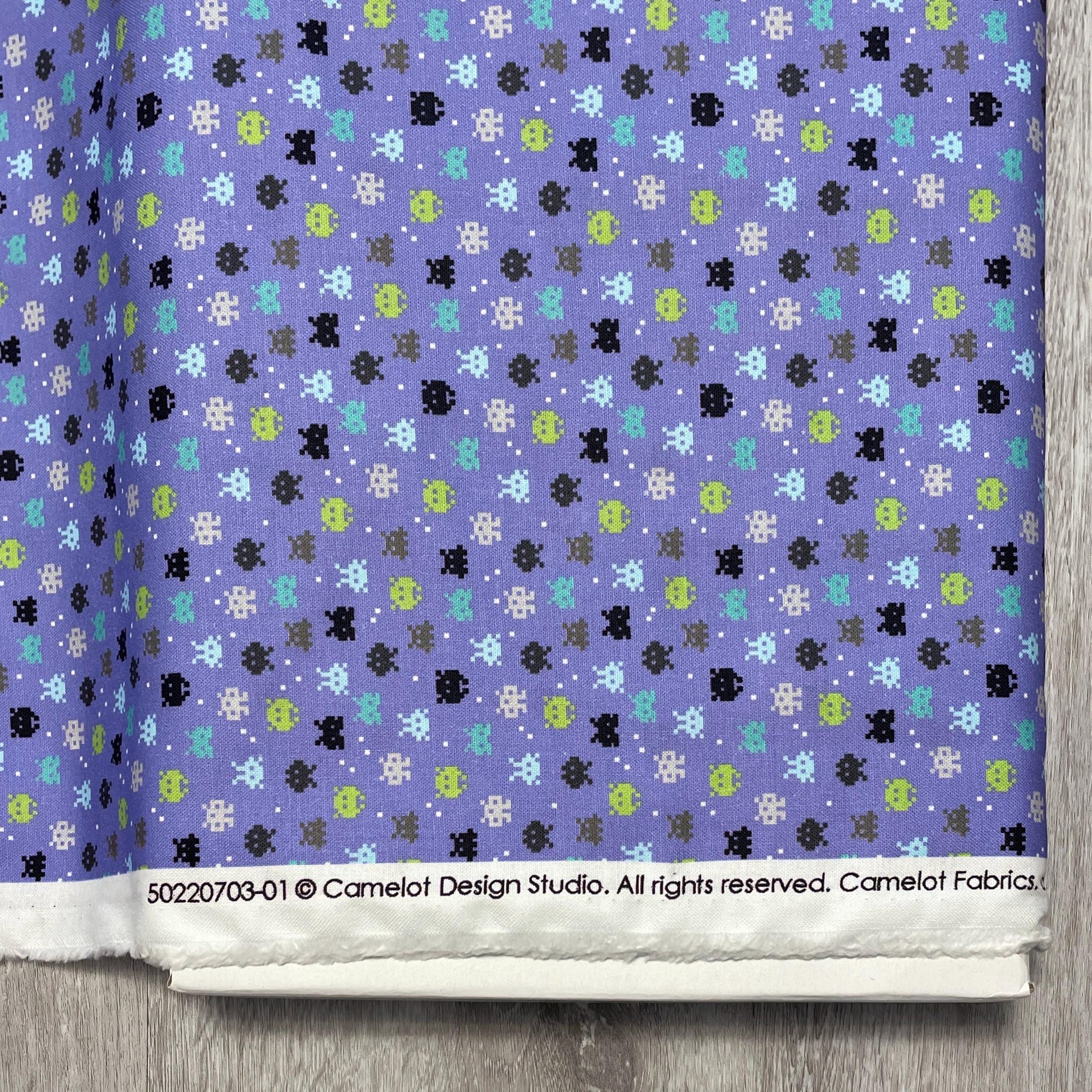 Gaming Fabric - 80s Arcade Collection - 8 bit Periwinkle
