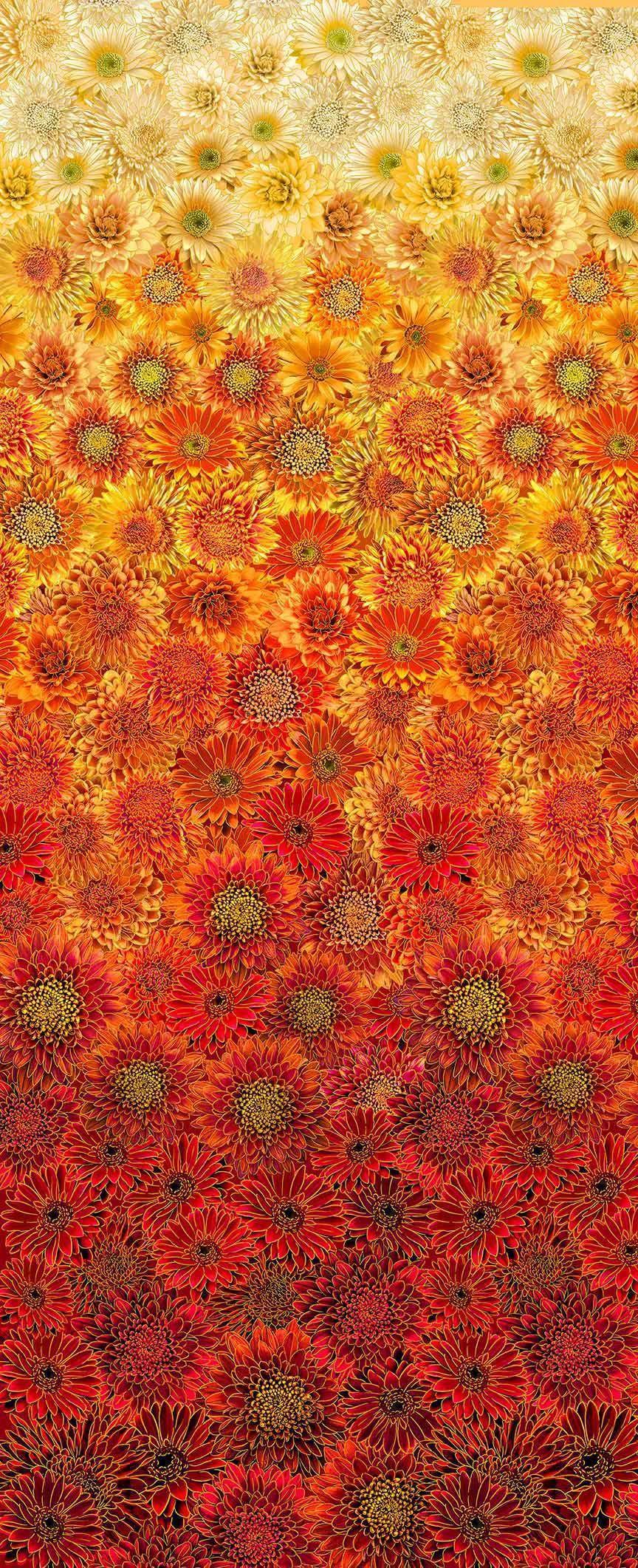 Ombre Metallic Mums Fabric - 100% Cotton - Fall is in the Air - Timeless Treasures