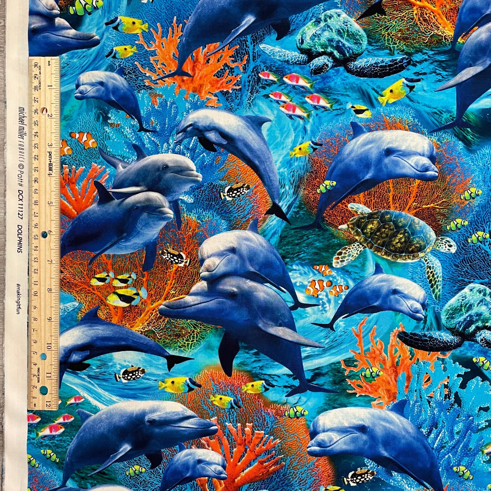 Dolphin Fabric - Jewels of the Sea