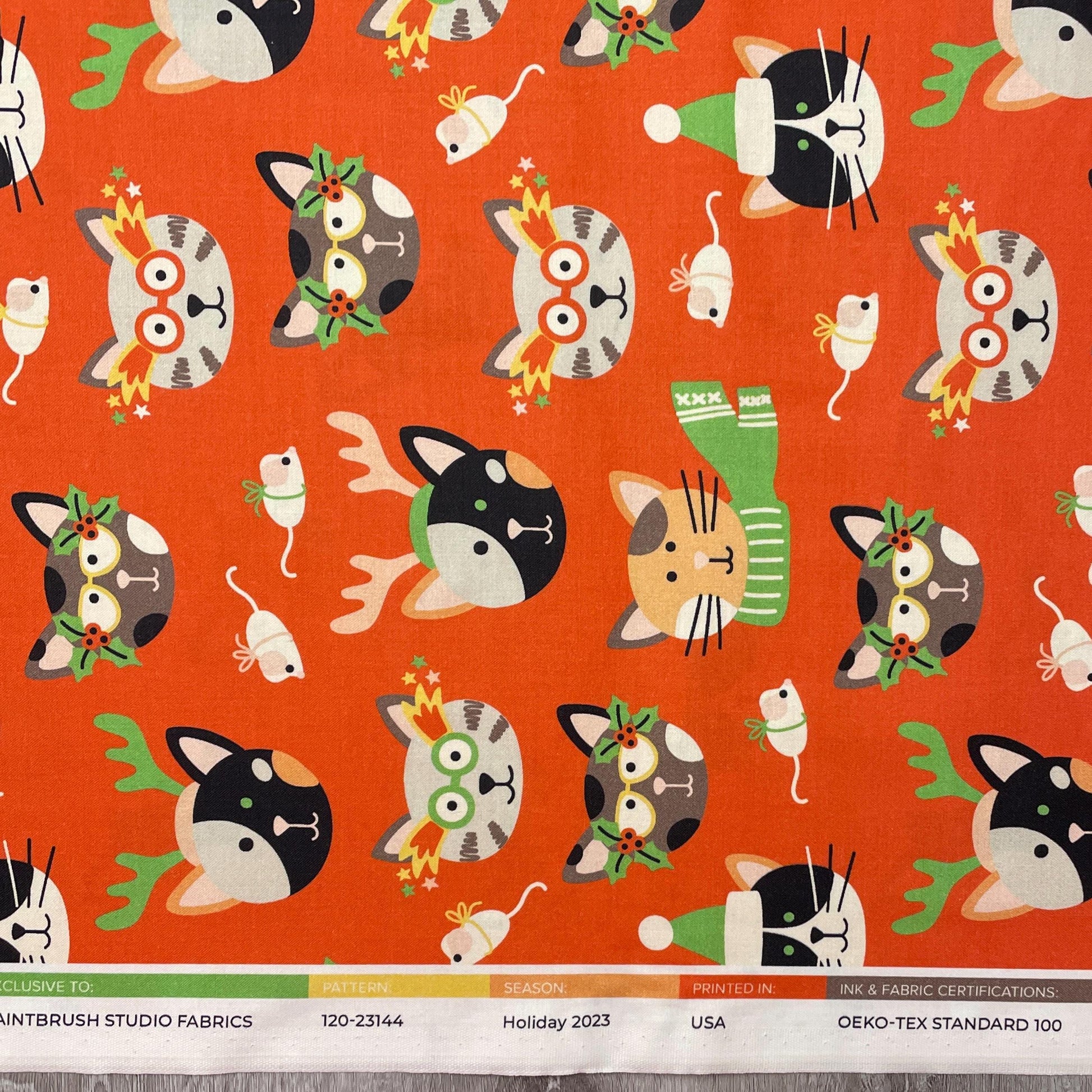 Christmas Cat Fabric - Cat Masquerade