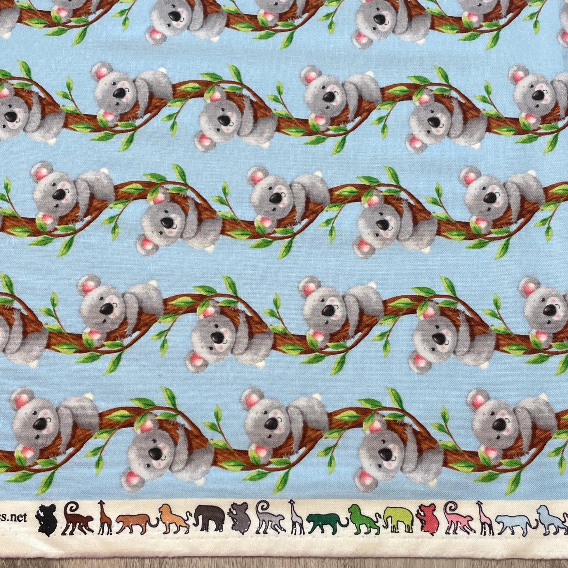 Koala Fabric - 100% cotton - Henry Glass - Koalas on Trees - Party Animals by Rob Parkinson